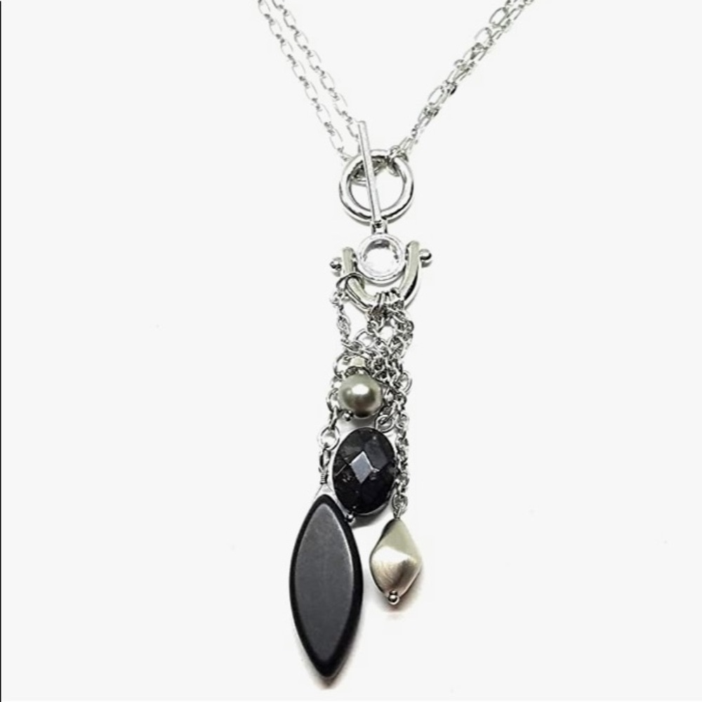 Lia Sophia necklace multiple gray black stones